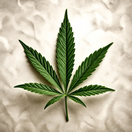 A cannabis leaf shown with a clean illustrated rendering