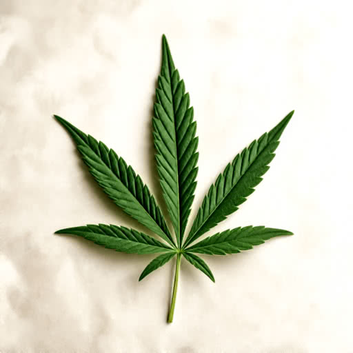 Cannabis leaf shown with a clean illustrated rendering