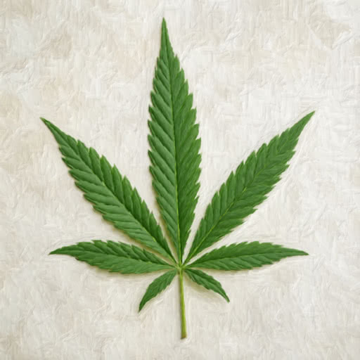 One cannabis leaf with a brush-painted effect