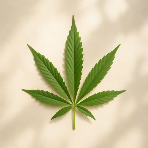 A leaf from a cannabis plant shown with a high-definition abstract effect