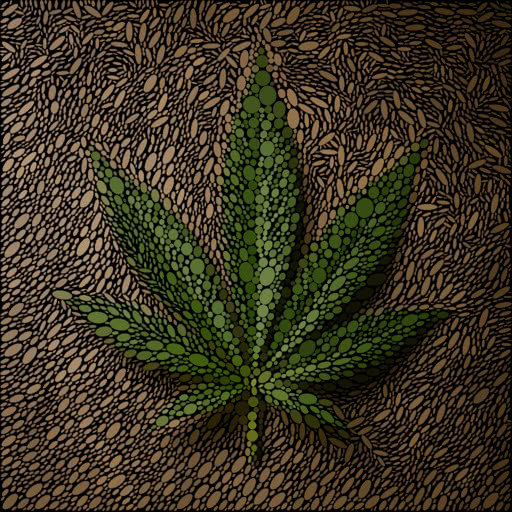 A marijuana leaf with a repeated ellipse pattern