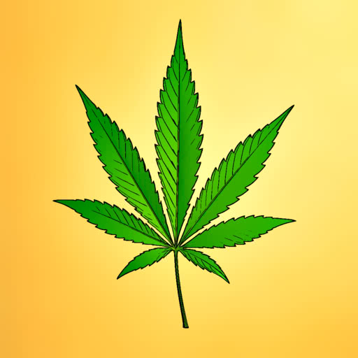 One marijuana leaf with a graphic comic rendering