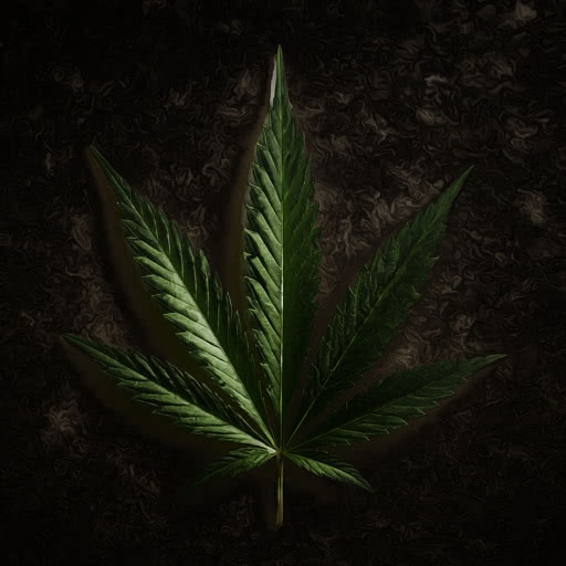 A leaf from a marijuana plant featuring a distressed Angoisse-inspired rendering