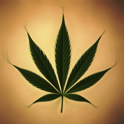 A leaf from a cannabis plant transformed using a dreamy softened effect