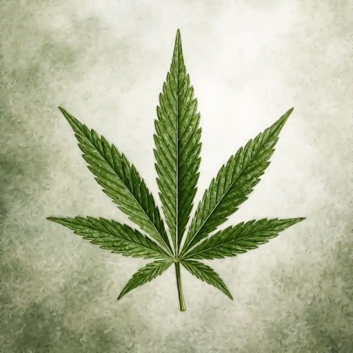 Cannabis leaf transformed using a bold graphic rendering