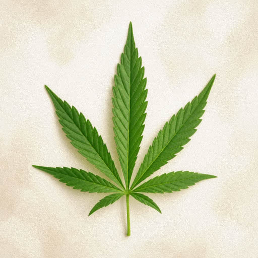 Marijuana leaf with a paper-like surface effect