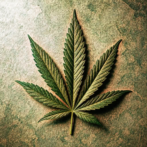Cannabis leaf with a stylized graphic novel rendering