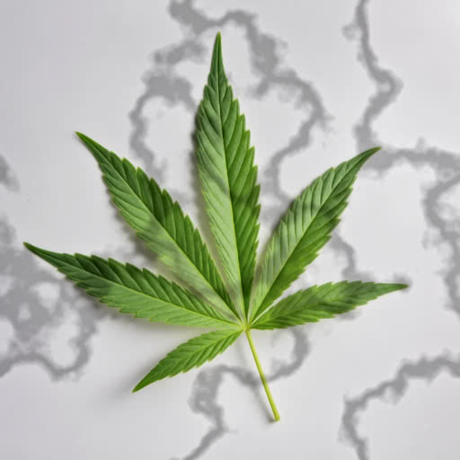 A weed leaf shown with a stylized shadow effect