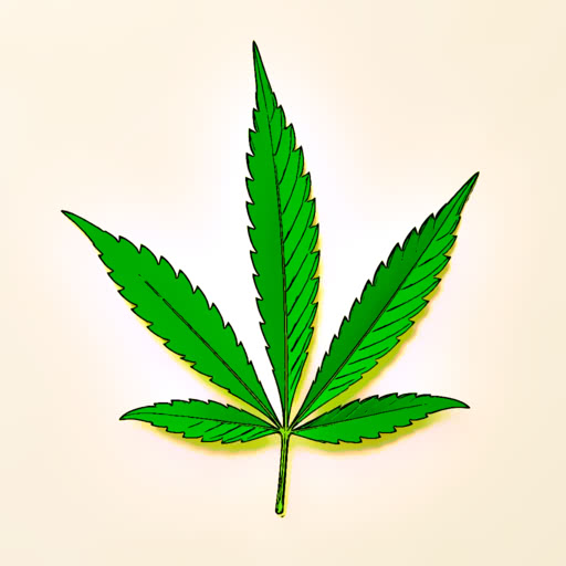 One weed leaf transformed using a stylized comic book treatment