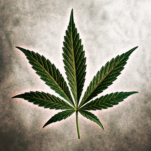 A cannabis leaf with a stylized graphic novel rendering