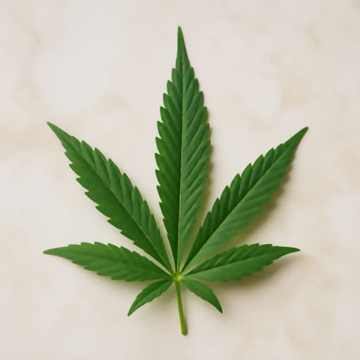 One weed leaf presented in a stylized sharp abstract rendering