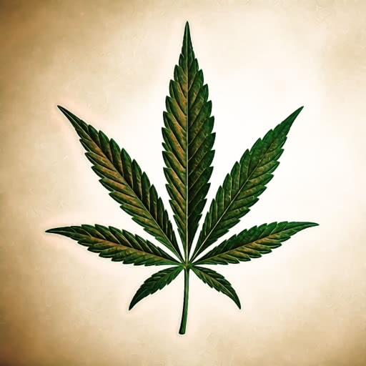 One cannabis leaf featuring a stylized graphic novel rendering