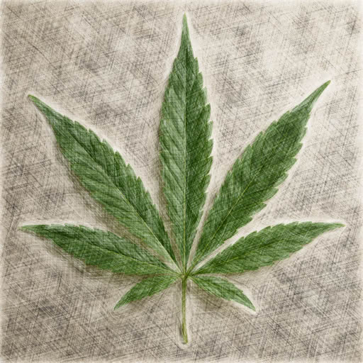 One weed leaf shown with a sketch drawing style