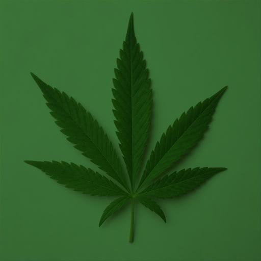 One cannabis leaf rendered with a Bayer-style pixel pattern