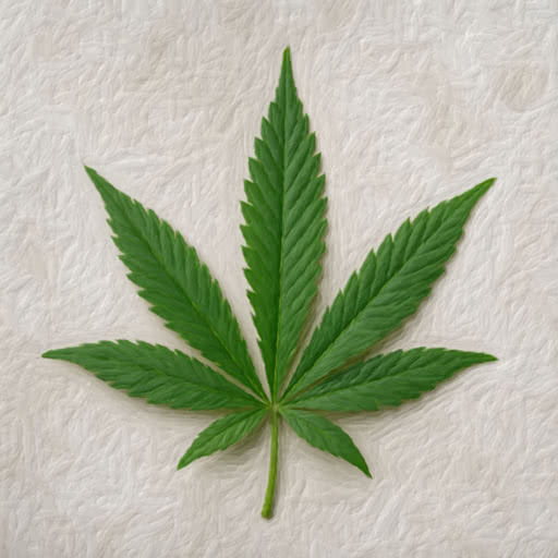 A cannabis leaf shown with a brush-painted effect