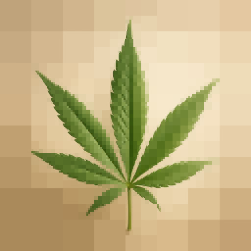One cannabis leaf shown with a blocky quadtree rendering