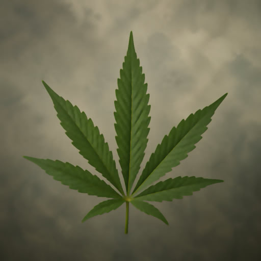 Weed leaf featuring a sharp abstract effect