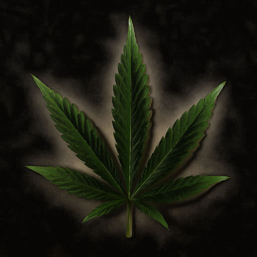 Marijuana leaf featuring an Angoisse-style artistic treatment