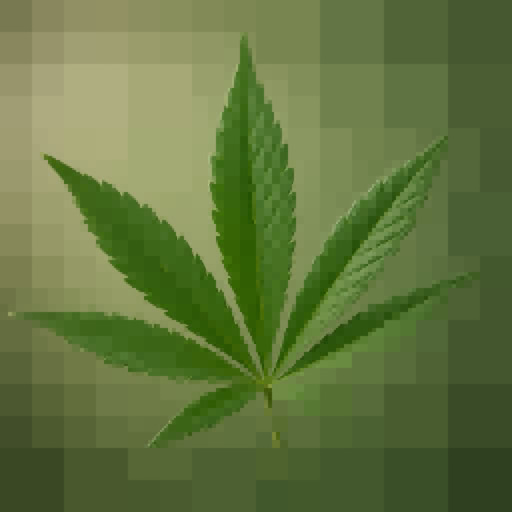 Weed leaf shown with a quadtree geometric effect
