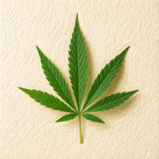 Weed leaf shown with a stylized brushed rendering