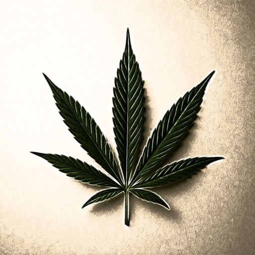 One cannabis leaf transformed using a pencil illustration treatment