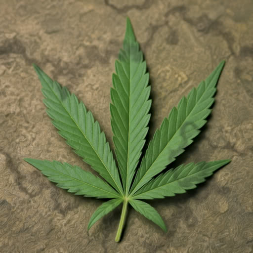 One marijuana leaf presented in a shadow patch effect