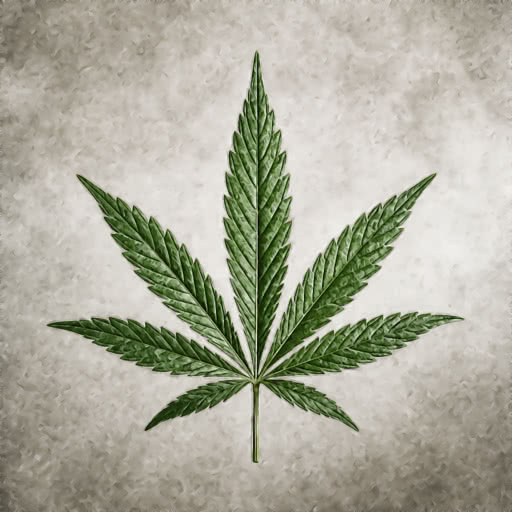 A leaf from a marijuana plant transformed using a bold graphic rendering