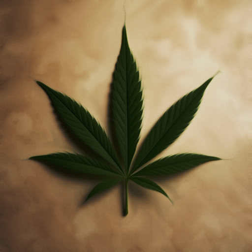 A leaf from a cannabis plant rendered with a soft dreamlike treatment