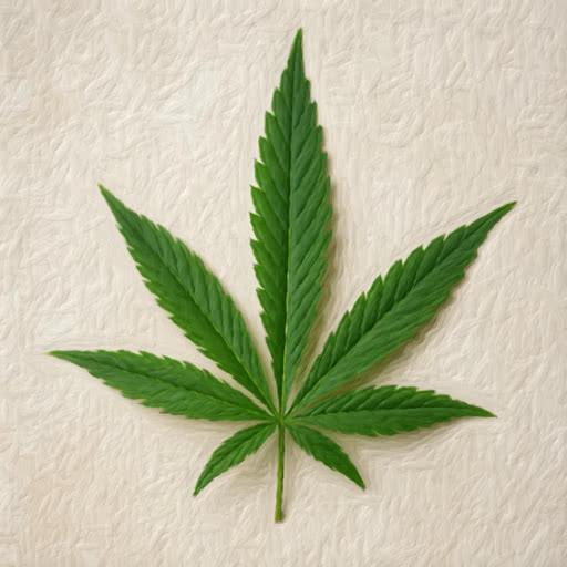 Marijuana leaf shown with a stylized brushed rendering