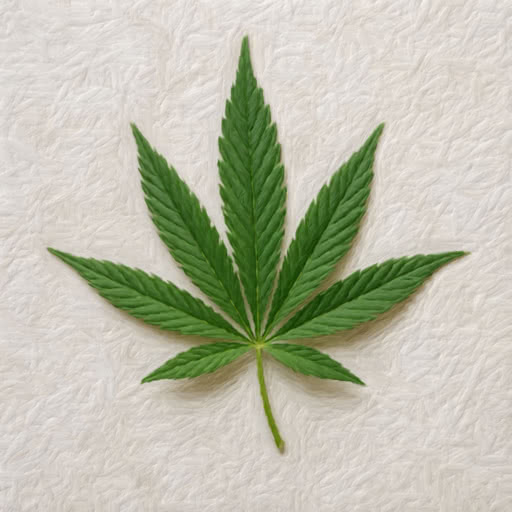 Cannabis leaf rendered with a brush-painted effect
