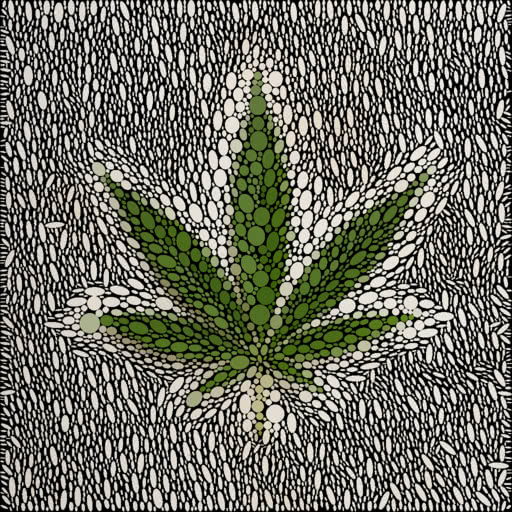 Weed leaf featuring a repeated ellipse pattern