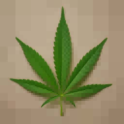 Cannabis leaf featuring a structured quadtree-style effect