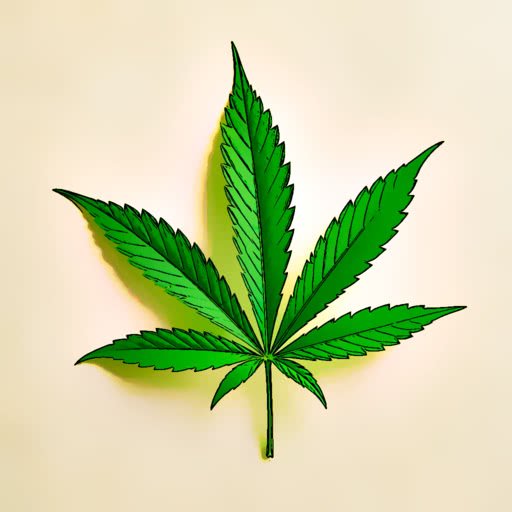 One cannabis leaf transformed using a comic illustration effect