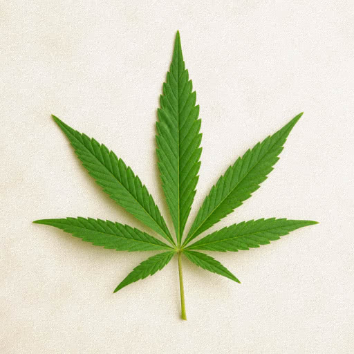 One cannabis leaf transformed using a paper-like surface effect