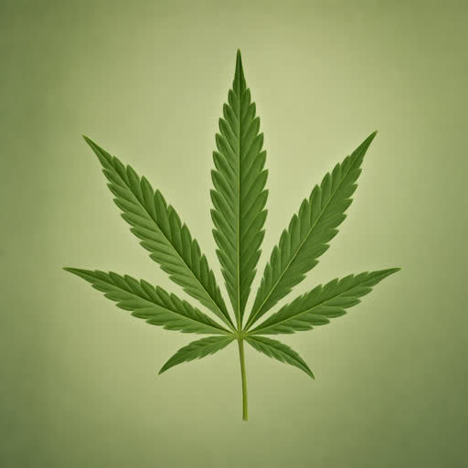 A cannabis leaf featuring a luminous highlight effect
