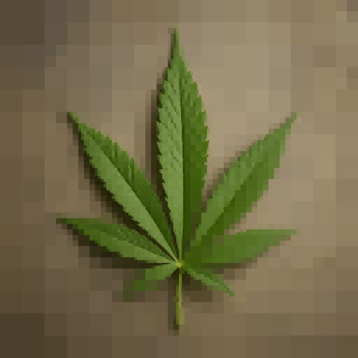 One weed leaf transformed using a structured quadtree-style effect