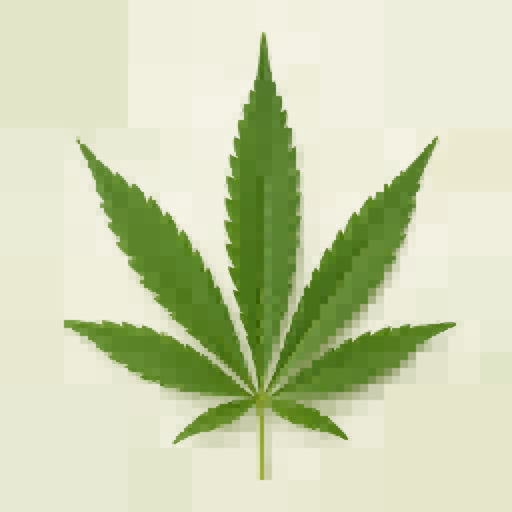 One marijuana leaf rendered with a structured quadtree-style effect