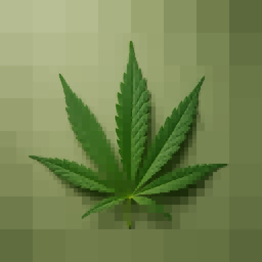 One marijuana leaf shown with a blocky quadtree rendering