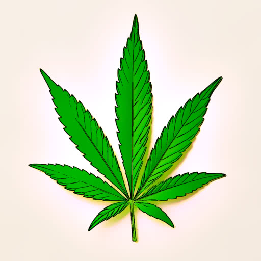 A marijuana leaf presented in a stylized comic book treatment