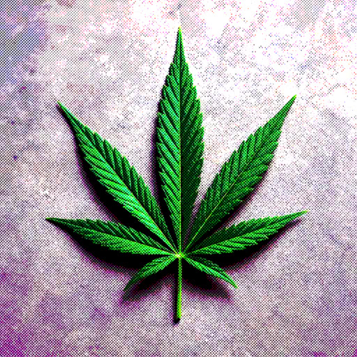 One marijuana leaf presented in a graphic halftone rendering