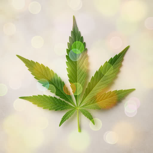 Weed leaf transformed using a soft bokeh treatment