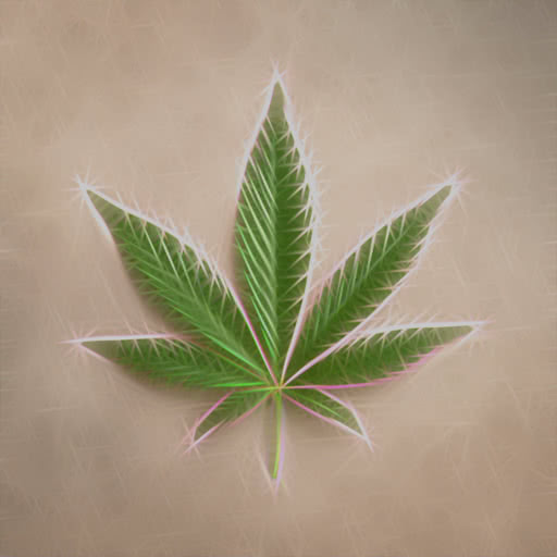 One marijuana leaf with a Rodilius artistic effect