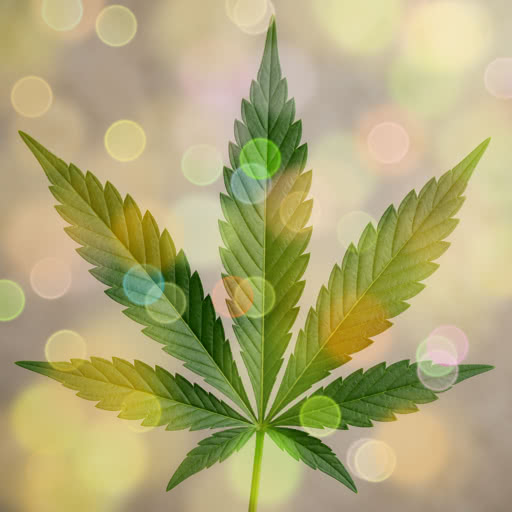 One marijuana leaf featuring a soft bokeh treatment