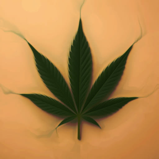 One cannabis leaf shown with a soft dreamlike treatment