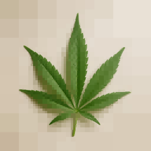 Marijuana leaf presented in a quadtree geometric effect